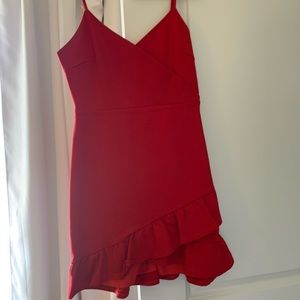 Red adjustable strap dress